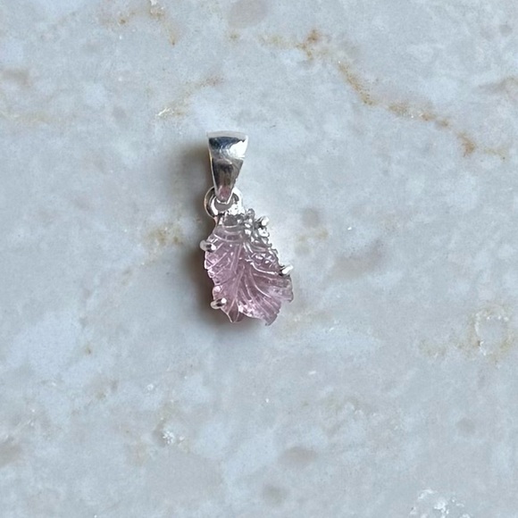 NWOT Sundance Blush Sketch Pendant Carved Pink Tourmaline Sterling Silver